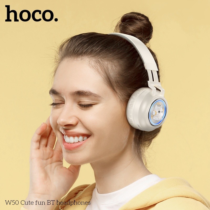 Tai nghe chụp tai cute bluetooth Hoco W50 RGB