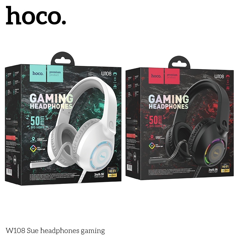 Tai nghe chụp tai gaming Hoco W108 RGB