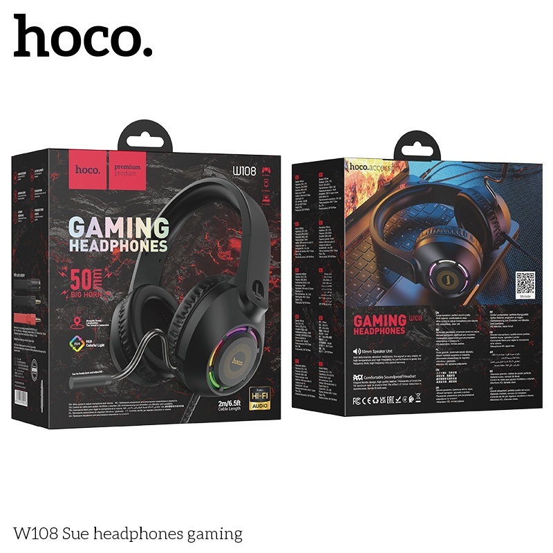 Tai nghe chụp tai gaming Hoco W108 RGB