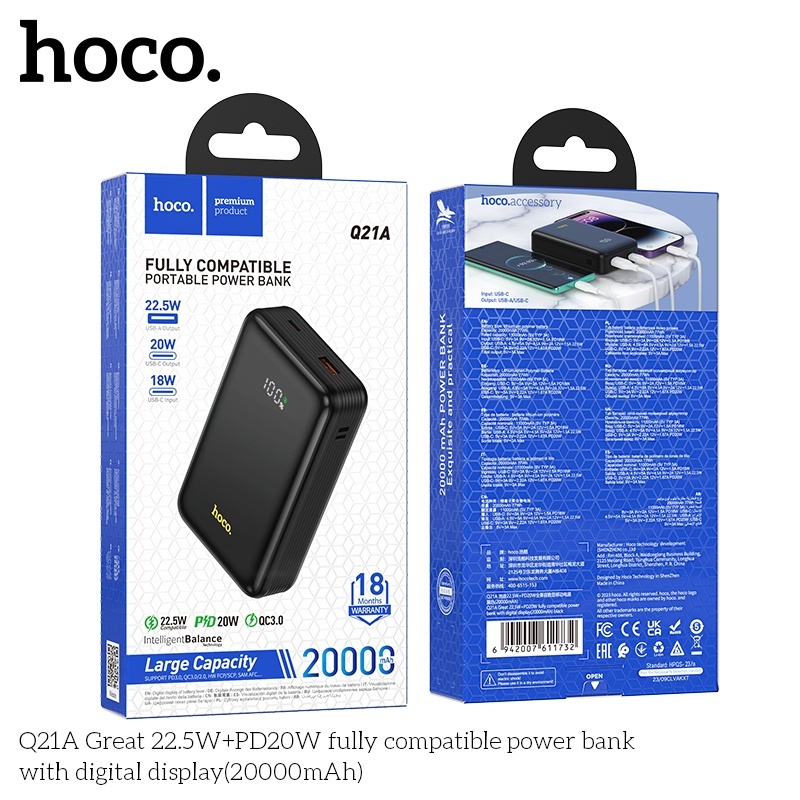 Pin sạc dự phòng sạc nhanh Hoco Q21A 20.000mAh