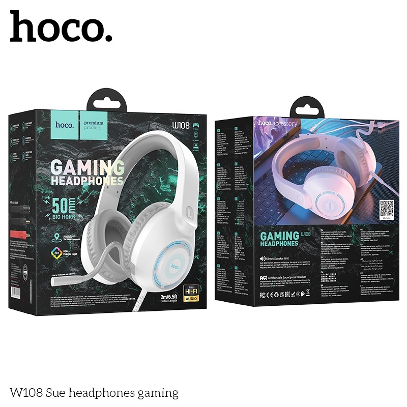 Tai nghe chụp tai gaming Hoco W108 RGB