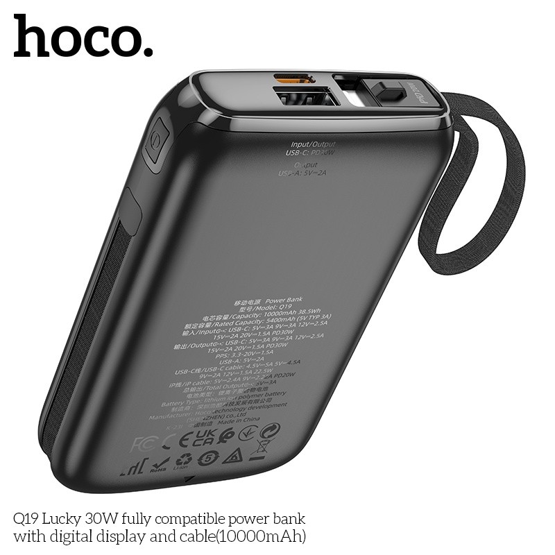 Pin sạc dự phòng sạc nhanh 30W Hoco Q19 10.000mAh có dây (typeC và lightning)