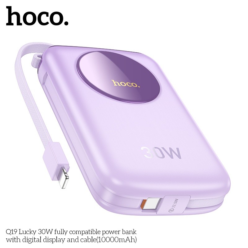 Pin sạc dự phòng sạc nhanh 30W Hoco Q19 10.000mAh có dây (typeC và lightning)