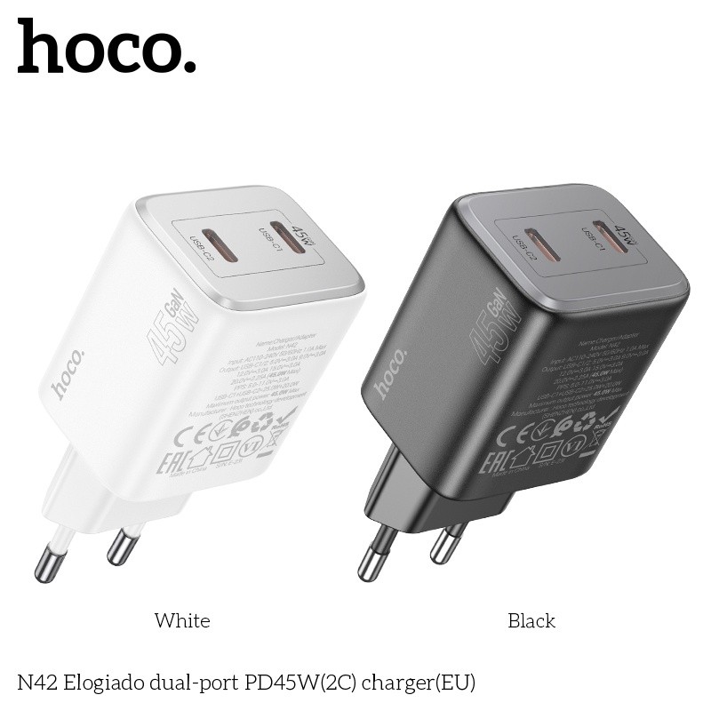 Củ sạc nhanh Hoco N42 45W 2 cổng typeC