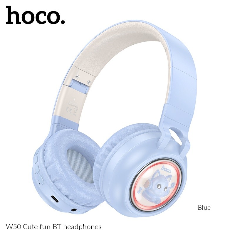 Tai nghe chụp tai cute bluetooth Hoco W50 RGB