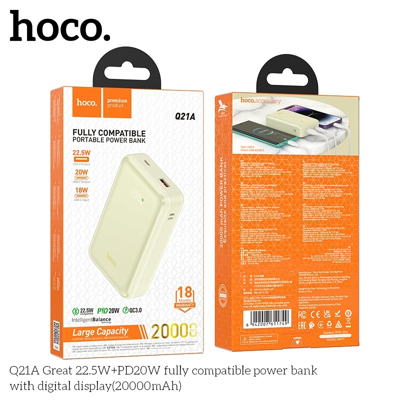 Pin sạc dự phòng sạc nhanh Hoco Q21A 20.000mAh