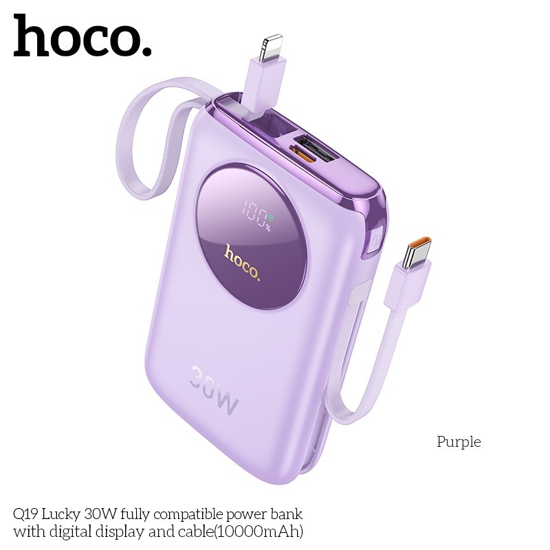 Pin sạc dự phòng sạc nhanh 30W Hoco Q19 10.000mAh có dây (typeC và lightning)