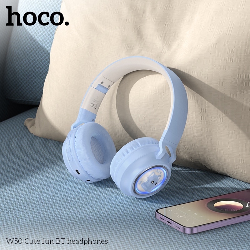 Tai nghe chụp tai cute bluetooth Hoco W50 RGB