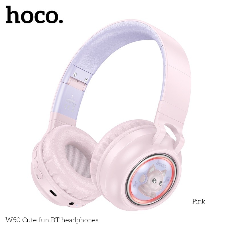 Tai nghe chụp tai cute bluetooth Hoco W50 RGB