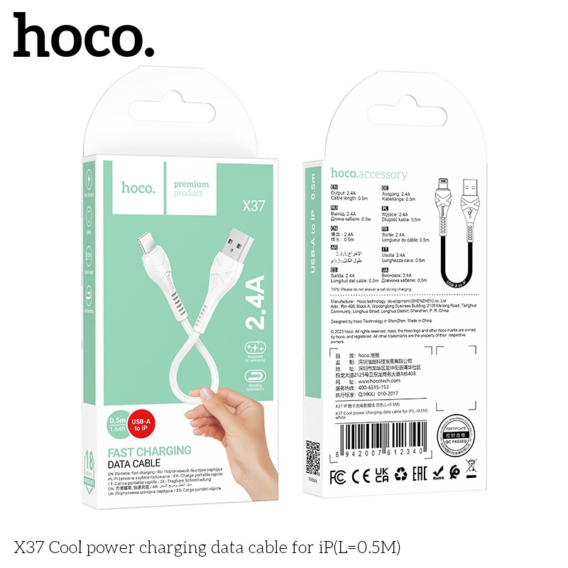 Cáp sạc ngắn Hoco X37 lightning 25cm