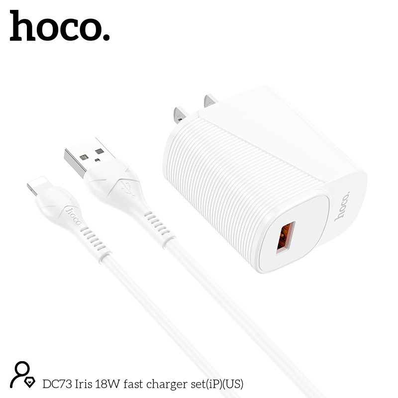 Bộ sạc nhanh QC18W Hoco DC73 lightning (ip)