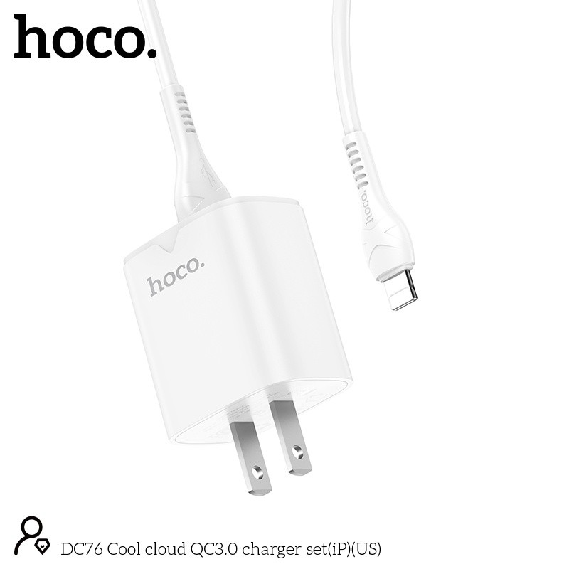 Bộ củ cáp sạc nhanh QC18W Hoco DC76 lightning (Ip)