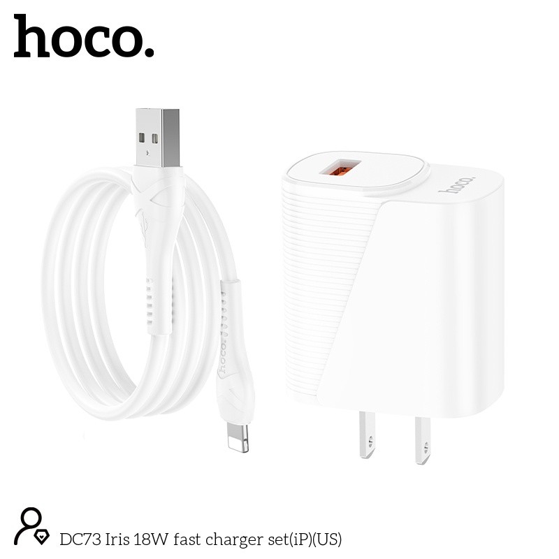 Bộ sạc nhanh QC18W Hoco DC73 lightning (ip)