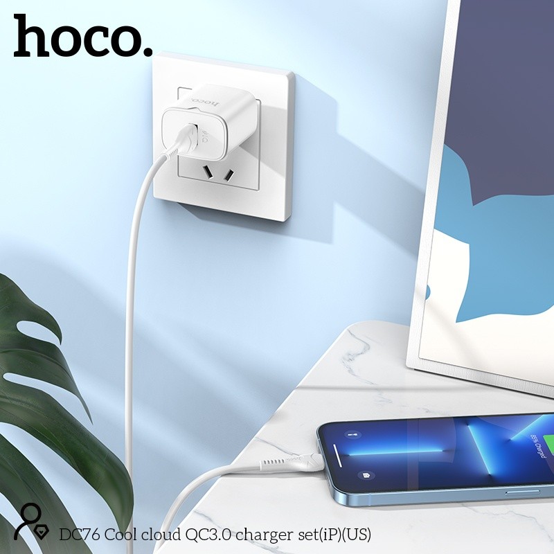 Bộ củ cáp sạc nhanh QC18W Hoco DC76 lightning (Ip)