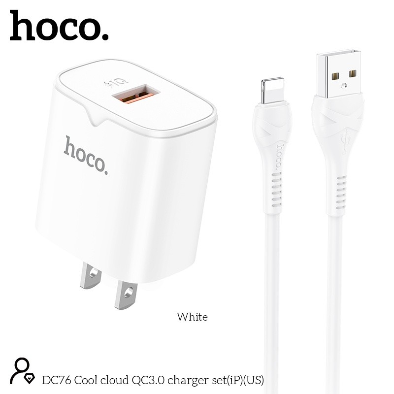 Bộ củ cáp sạc nhanh QC18W Hoco DC76 lightning (Ip)