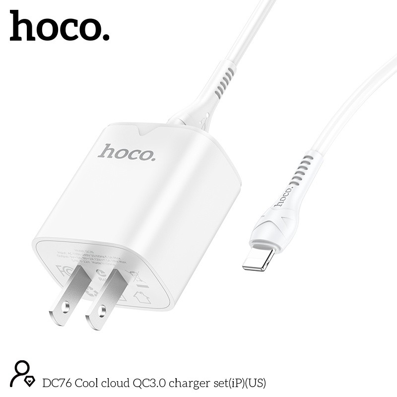 Bộ củ cáp sạc nhanh QC18W Hoco DC76 lightning (Ip)