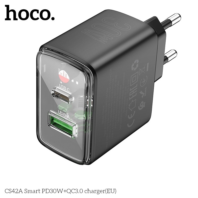 Củ sạc nhanh Hoco 2 cổng (1A 1C) CS42A PD30W QC3.0