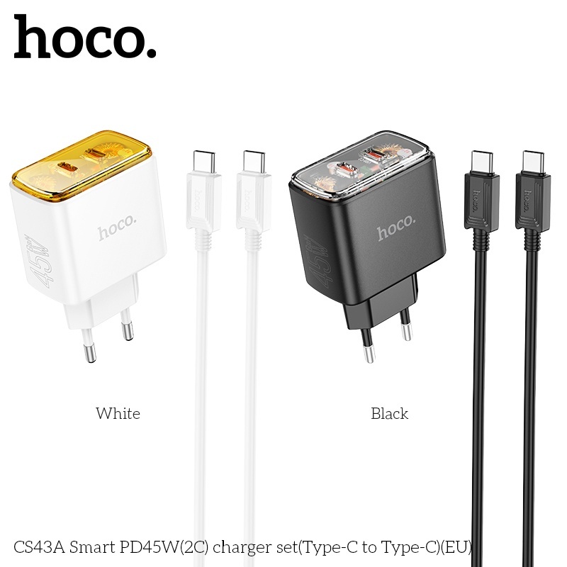 Bộ củ cáp sạc nhanh 2 cổng (2C) Hoco CS43A typeC PD45W