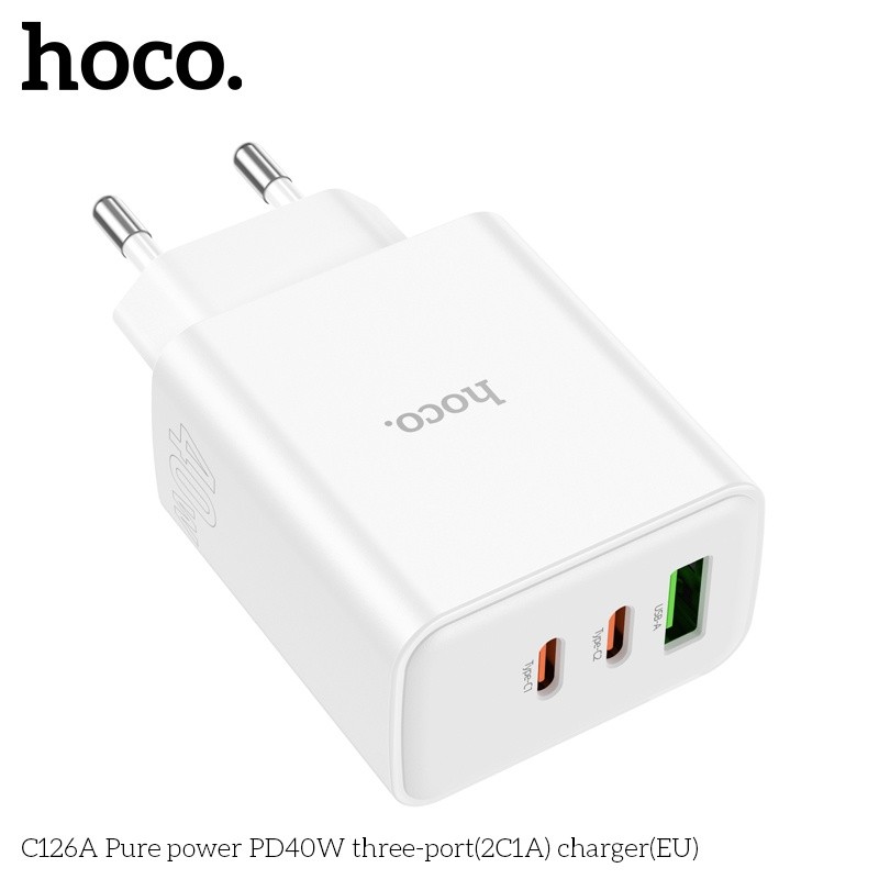 Củ sạc 3 cổng (2C 1A) C126A Hoco PD40W QC3.0