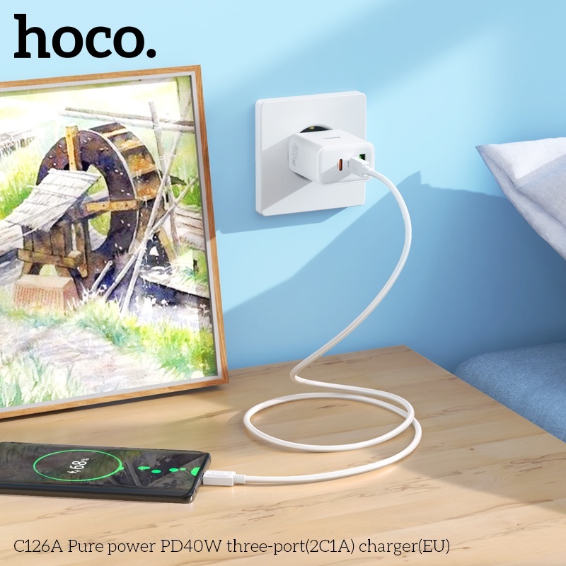 Củ sạc 3 cổng (2C 1A) C126A Hoco PD40W QC3.0