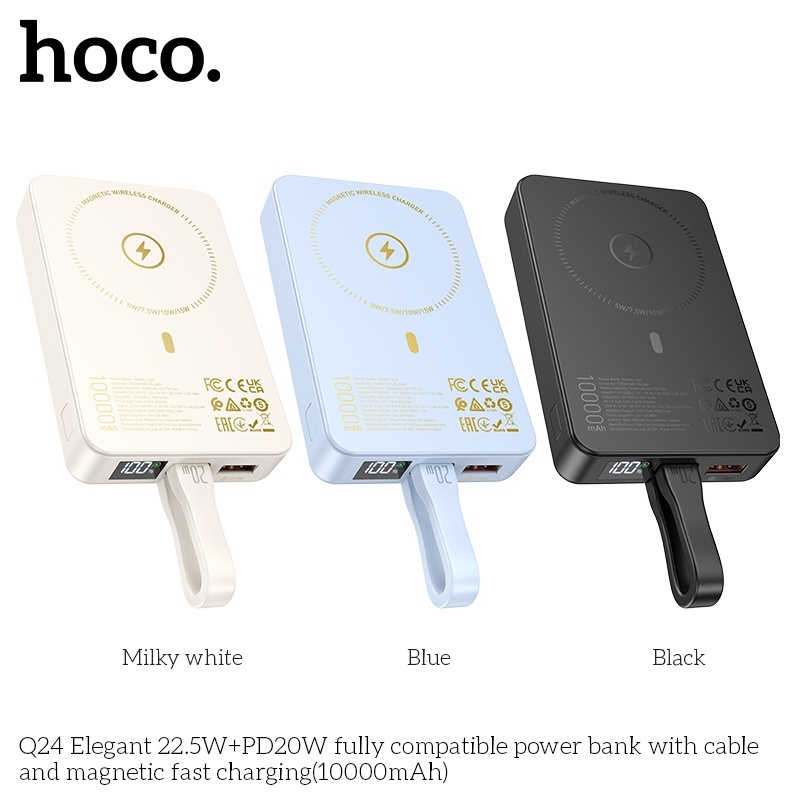 Pin sạc dự phòng sạc không dây kèm cáp sạc 22.5W OD20W Hoco Q24 10.000mAh