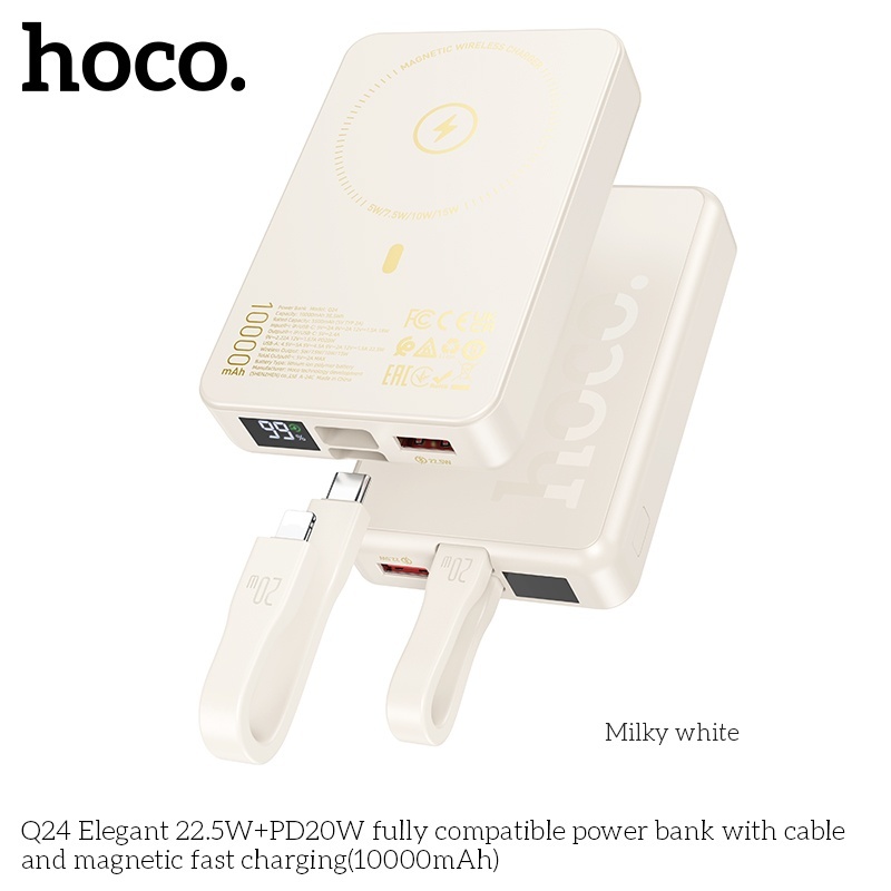 Pin sạc dự phòng sạc không dây kèm cáp sạc 22.5W OD20W Hoco Q24 10.000mAh