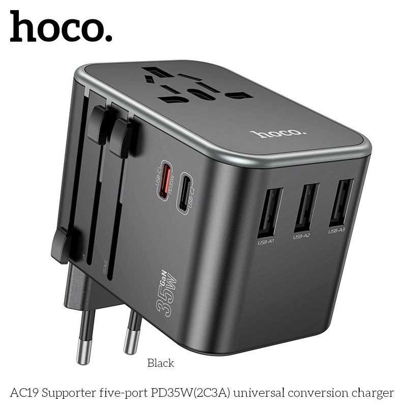 Củ sạc chuyển đổi 5 cổng PD35W(2C3A) Hoco Ac19