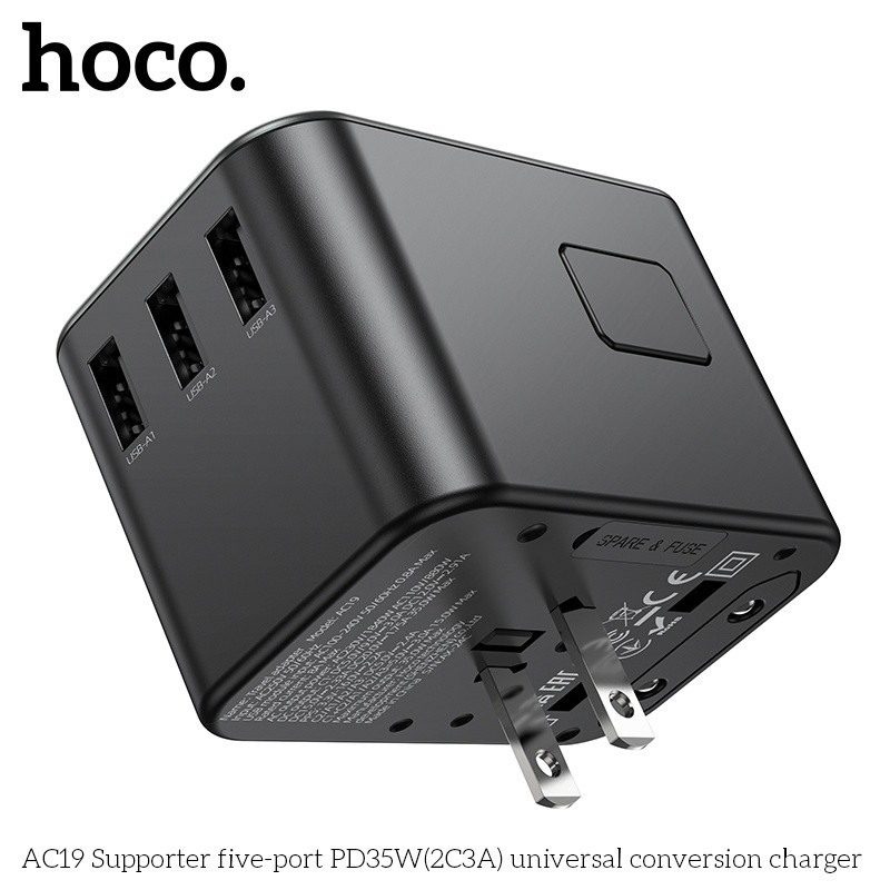 Củ sạc chuyển đổi 5 cổng PD35W(2C3A) Hoco Ac19