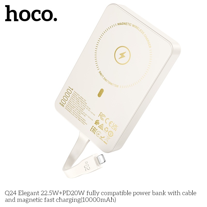 Pin sạc dự phòng sạc không dây kèm cáp sạc 22.5W OD20W Hoco Q24 10.000mAh