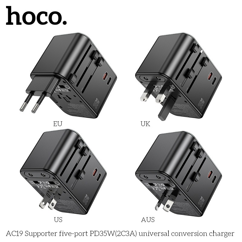 Củ sạc chuyển đổi 5 cổng PD35W(2C3A) Hoco Ac19