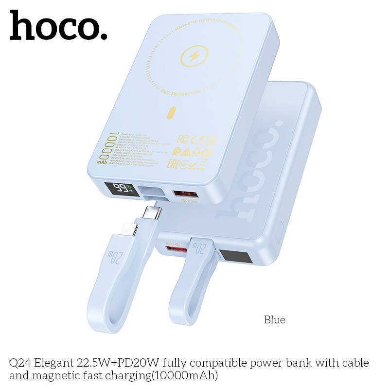 Pin sạc dự phòng sạc không dây kèm cáp sạc 22.5W OD20W Hoco Q24 10.000mAh