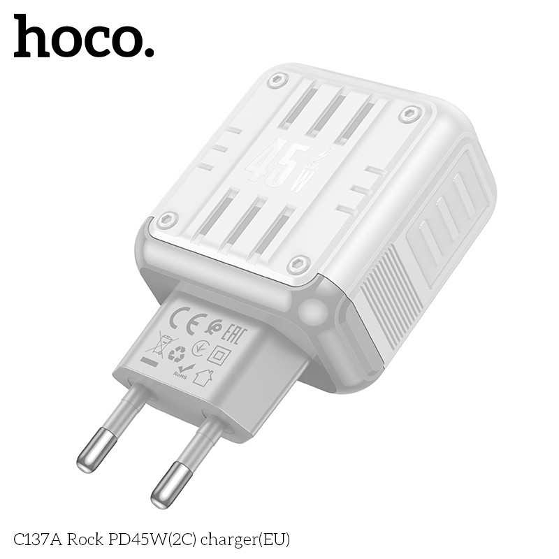 Củ sạc nhanh 2 cổng C PD45W Hoco C137A