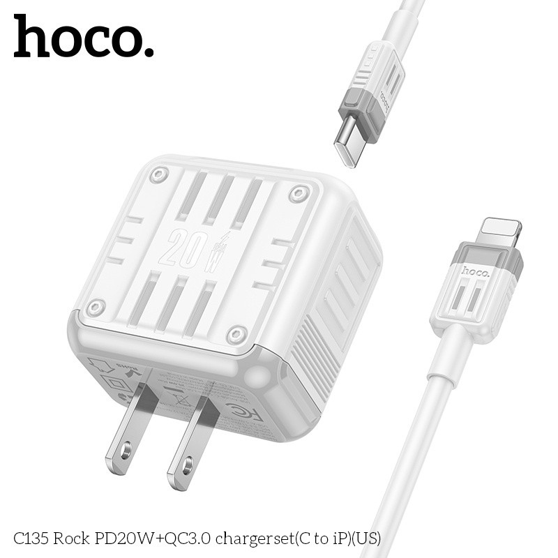 Bộ củ cáp sạc nhanh PD20W+QC3.0 Hoco C135 Lightning