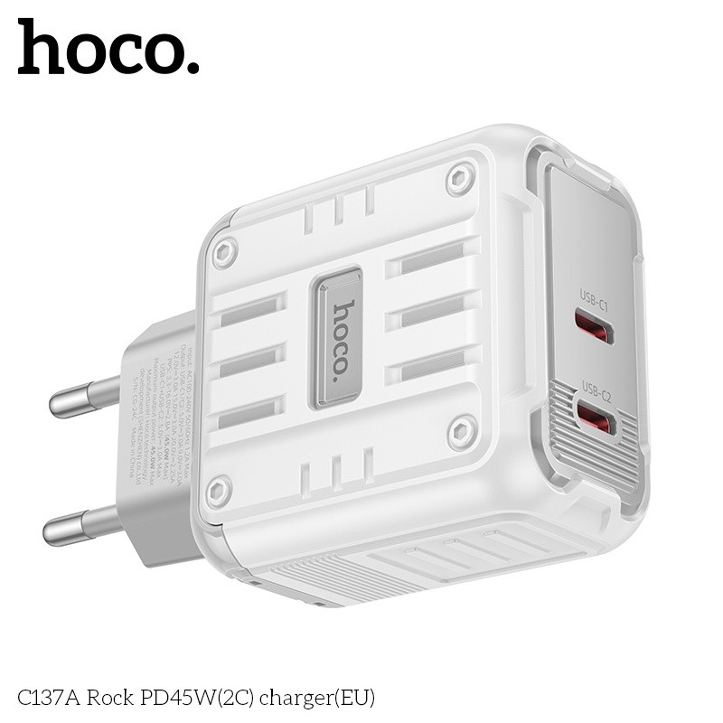 Củ sạc nhanh 2 cổng C PD45W Hoco C137A