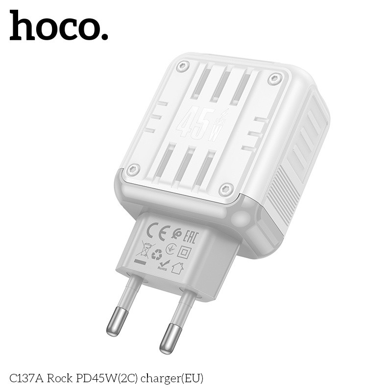 Củ sạc nhanh 2 cổng C PD45W Hoco C137A