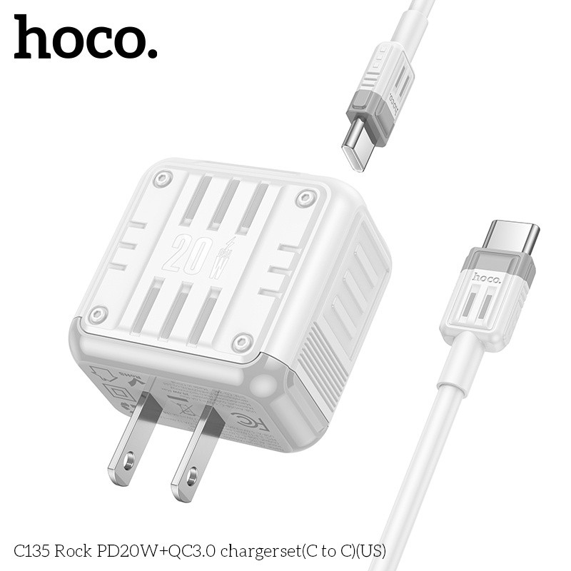 Bộ củ cáp sạc nhanh PD20W+QC3.0 Hoco C135 typeC