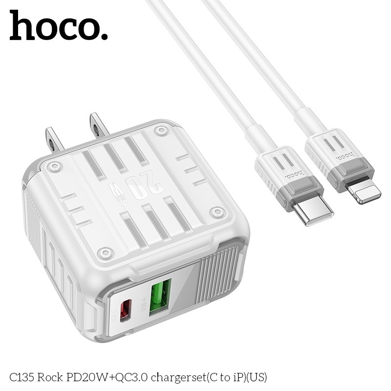 Bộ củ cáp sạc nhanh PD20W+QC3.0 Hoco C135 Lightning