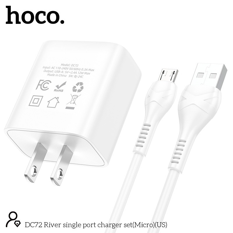 Bộ củ cáp sạc Hoco DC72 micro 2.4a