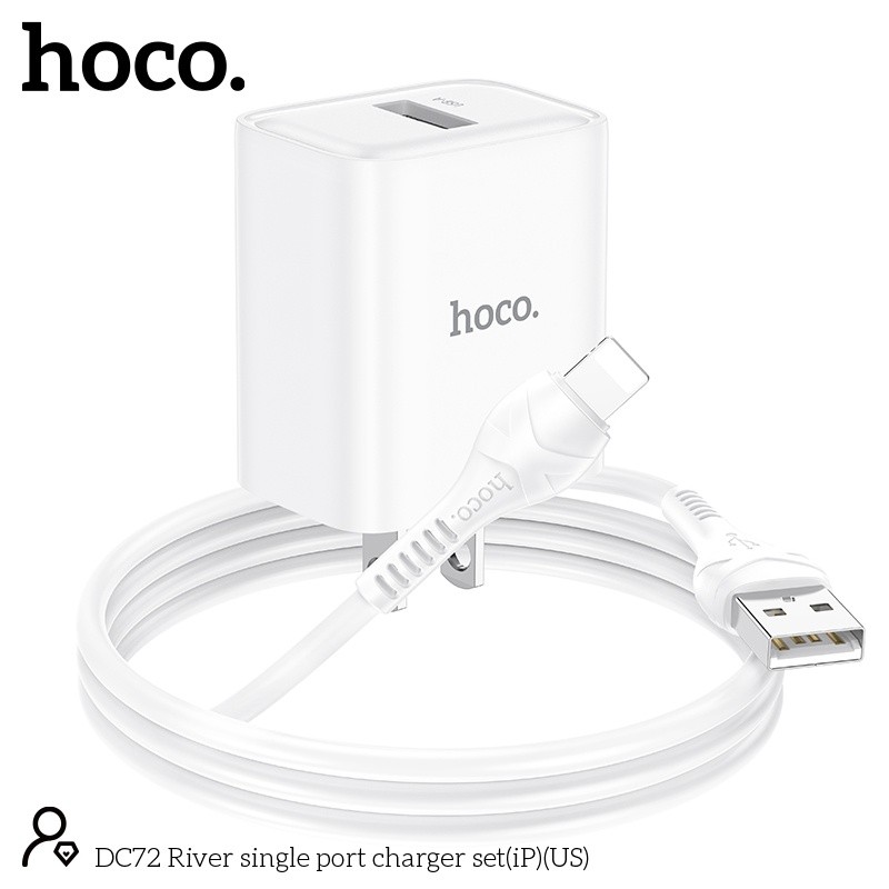 Bộ củ cáp sạc Hoco DC72 lightning 2.4a