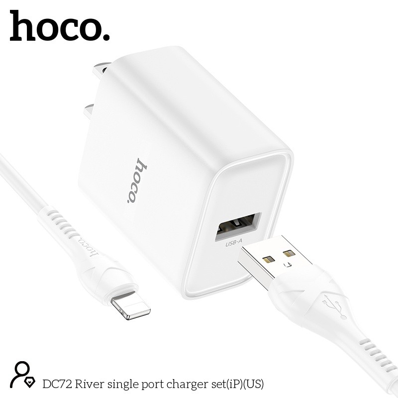 Bộ củ cáp sạc Hoco DC72 lightning 2.4a