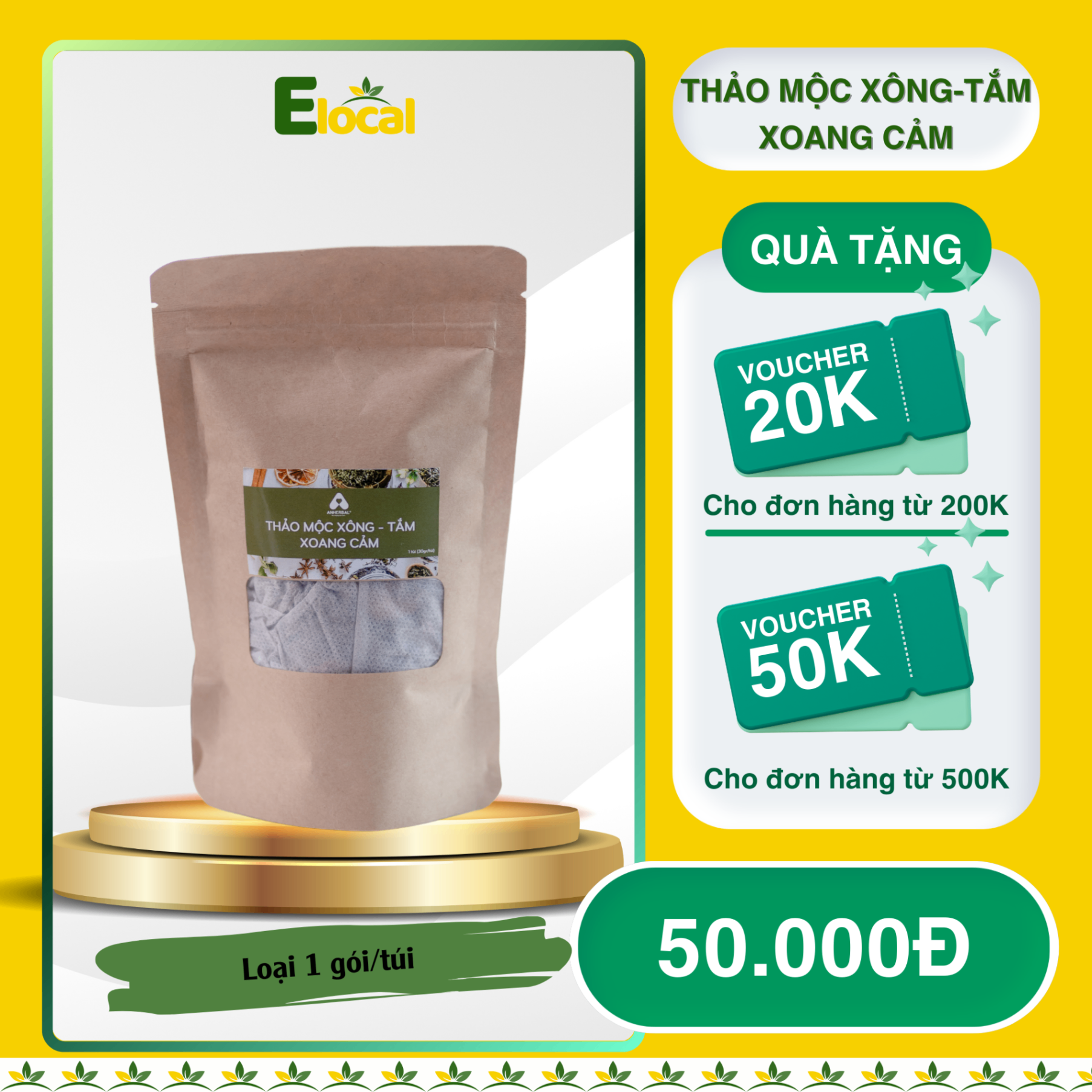 Thảo mộc Xông - Tắm Xoang Cảm loại túi 1 gói