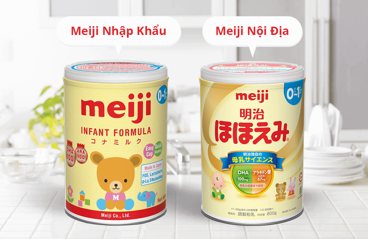 Phân biệt sữa meiji nội địa và nhập khẩu về chất lượng
