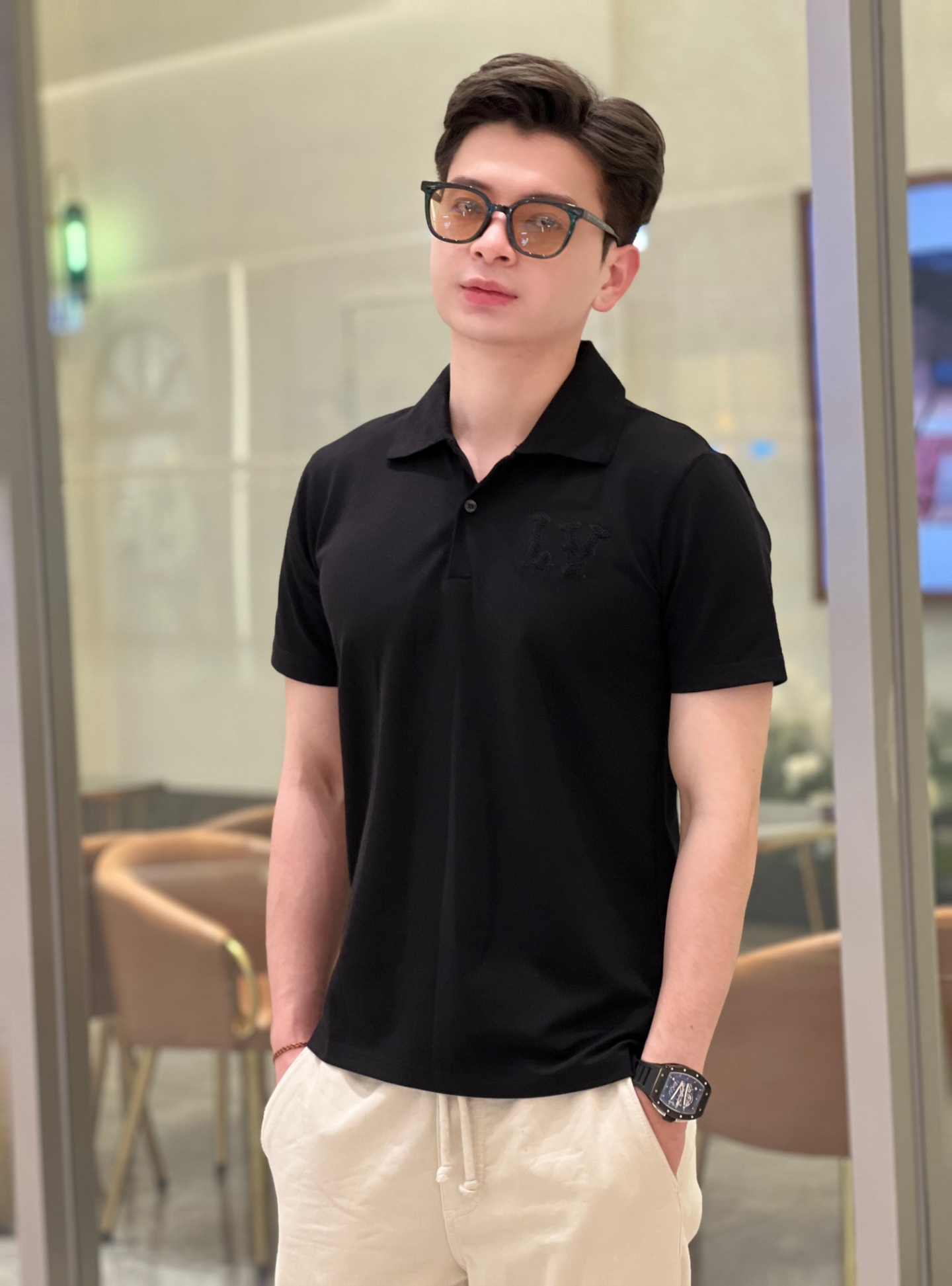 LV - POLO ĐEN LV THÊU - LV082