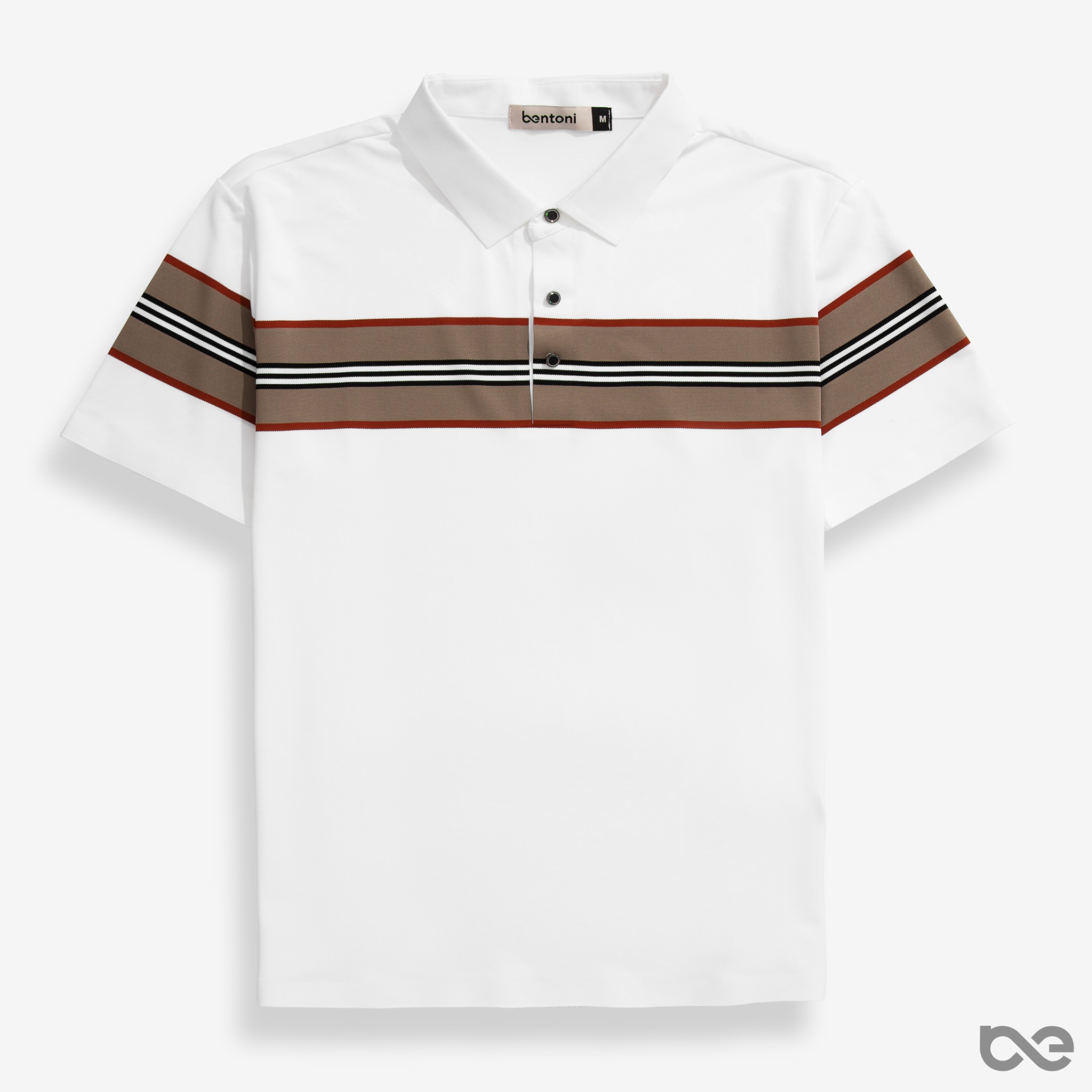 Brew Polo | Trắng kẻ ngang nâu - L