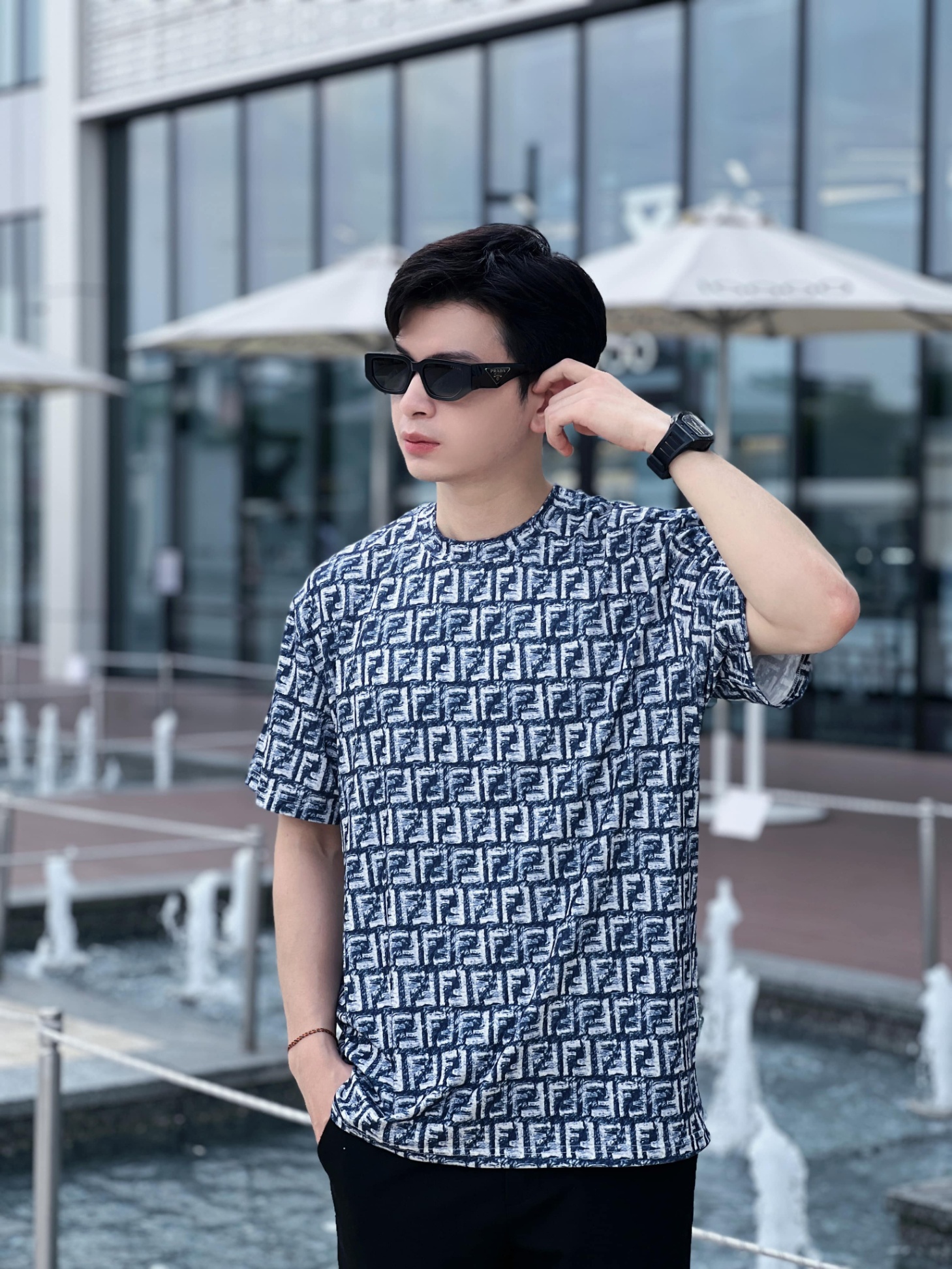 FENDI - XANH PHỐI TRẮNG HỌA TIẾT FENDI - FENDI030-T