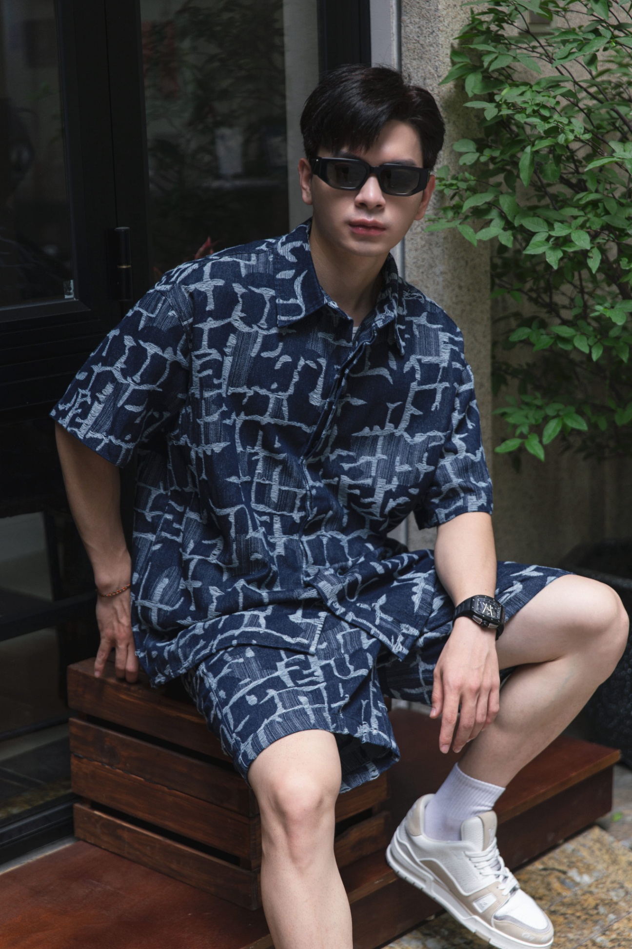 FENDI - BỘ SƠ MI BÒ XANH THAN - FENDI032-T