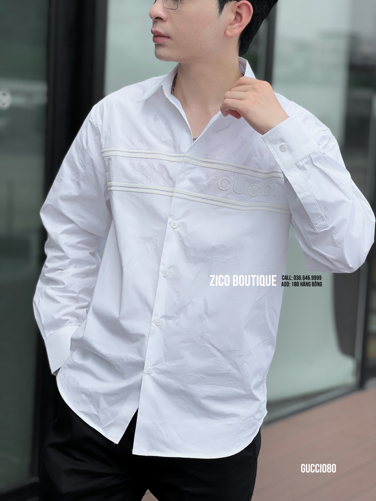 GUCCI - SƠ MI TRẮNG CHỮ GUCCI - GUCCI080-T
