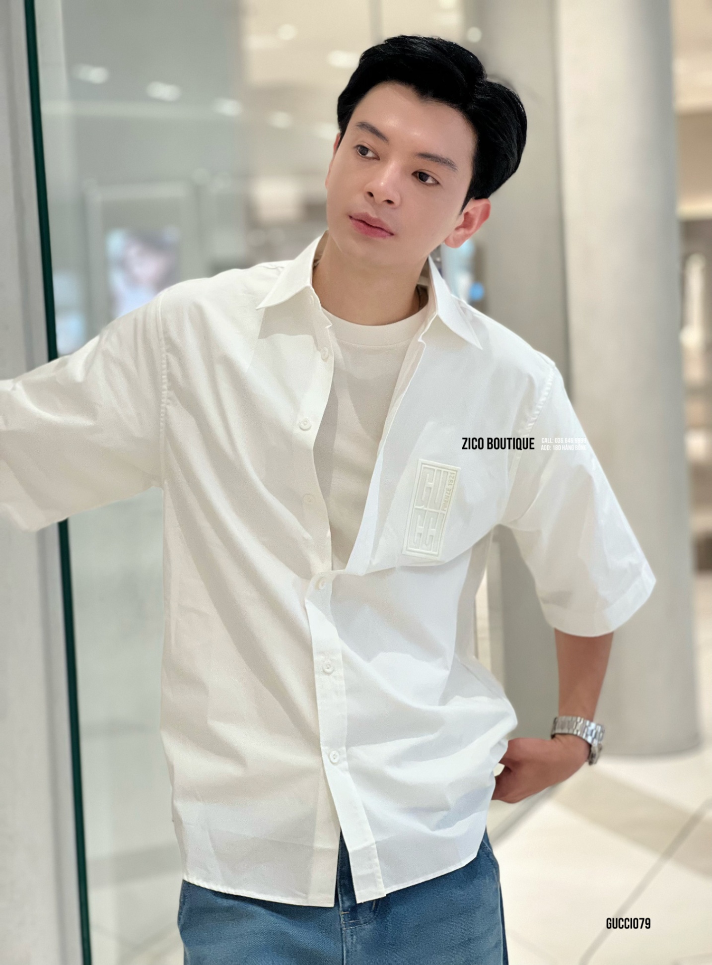 GUCCI - SƠ MI TRẮNG NGẮN TAY - GUCCI079-T