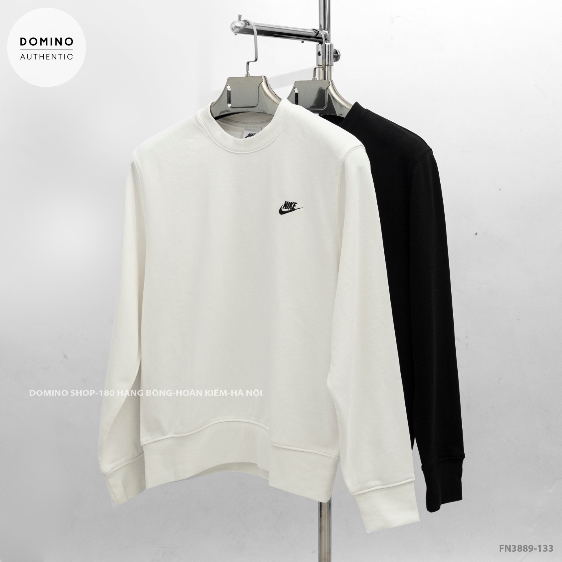 NIKE CLUB MEN'S FRENCH TERRY CREW - WHITE - FN3889-133