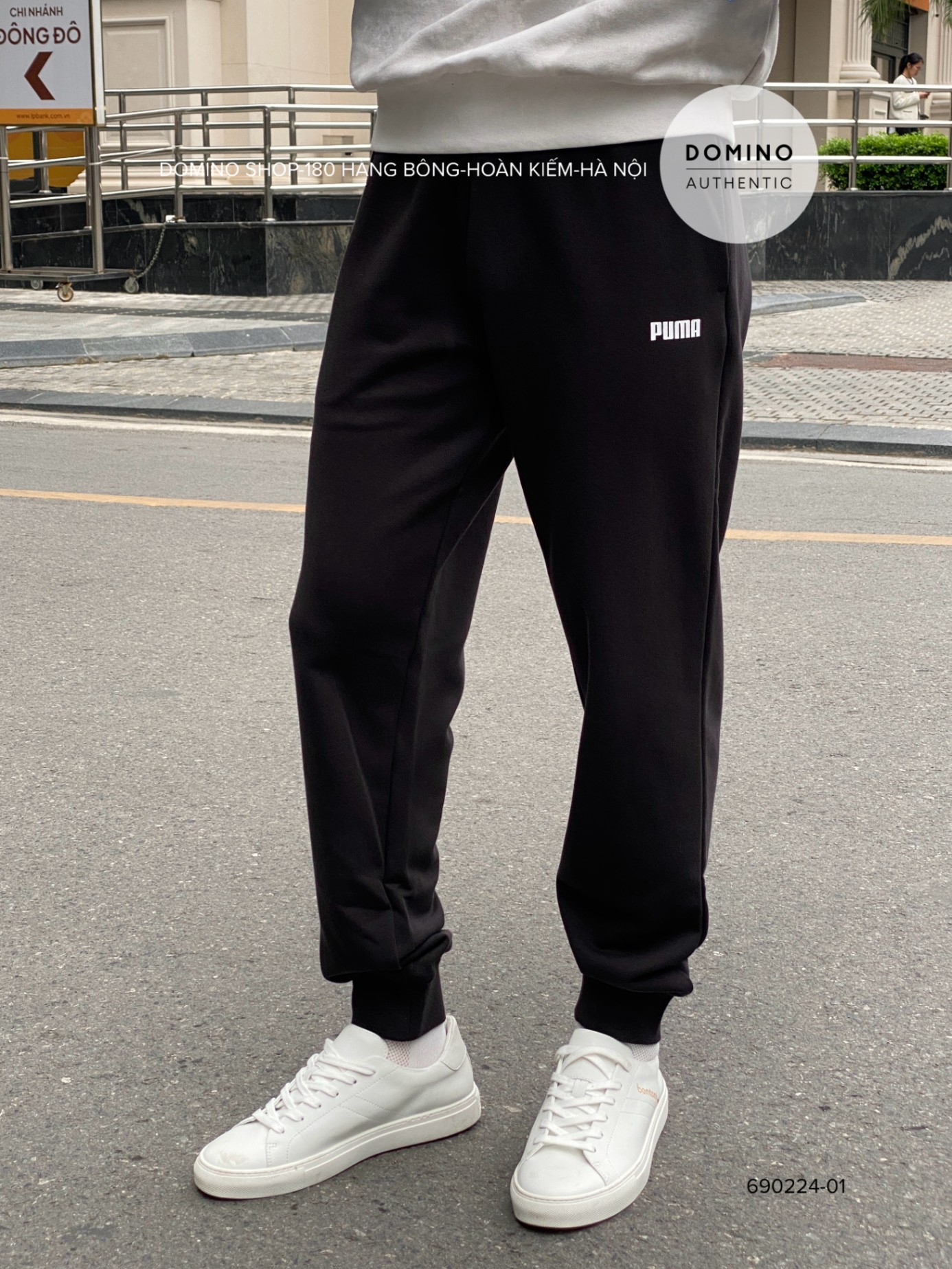 PUMA ESSENTIALS LOGO SWEATPANTS BLACK - 690224-01